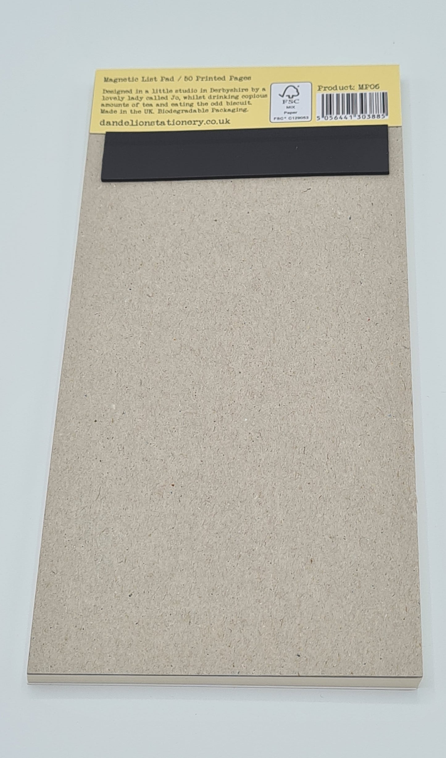 Back view of the magnetic note pad.