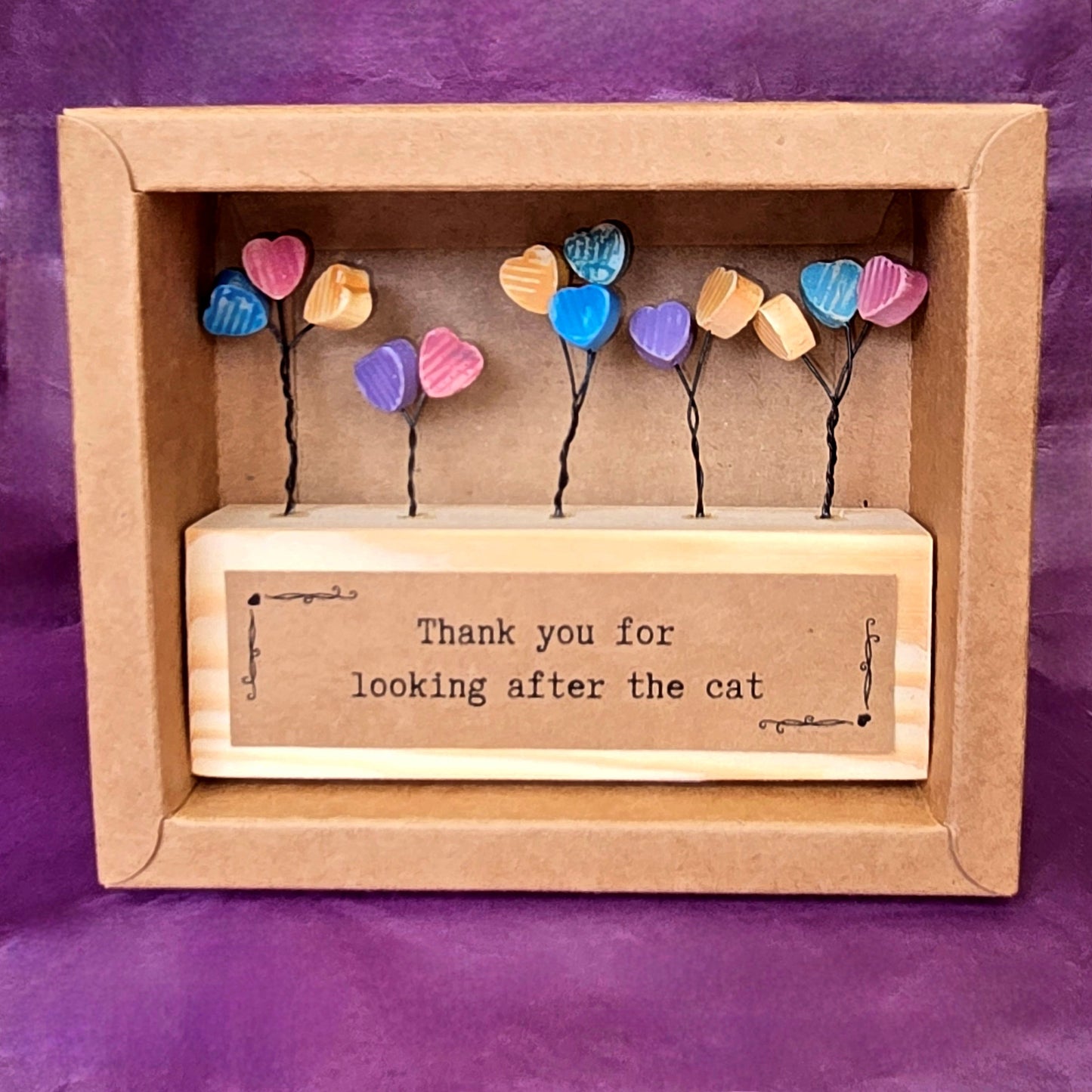 Hearts Mini Sculpture - Thank you for looking after the cat