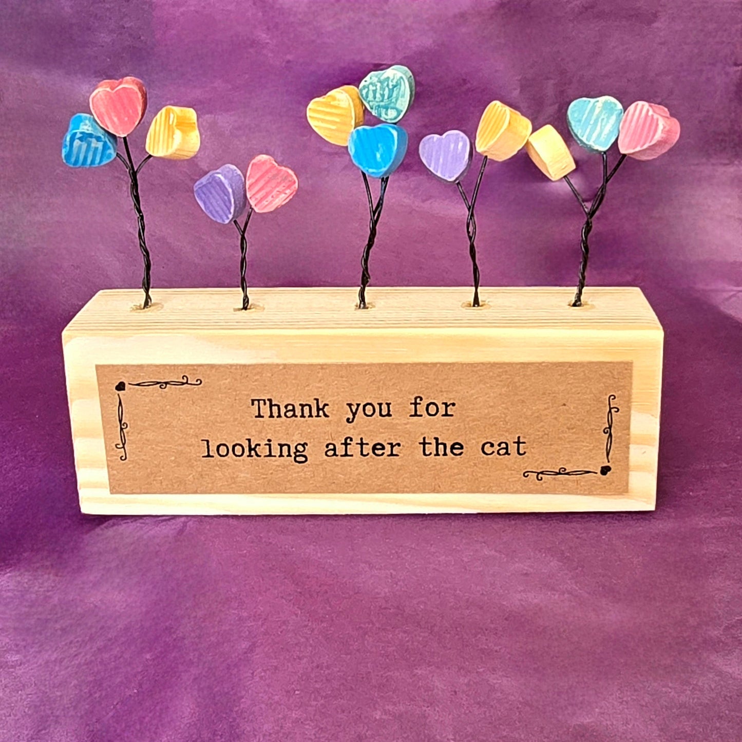 Hearts Mini Sculpture - Thank you for looking after the cat