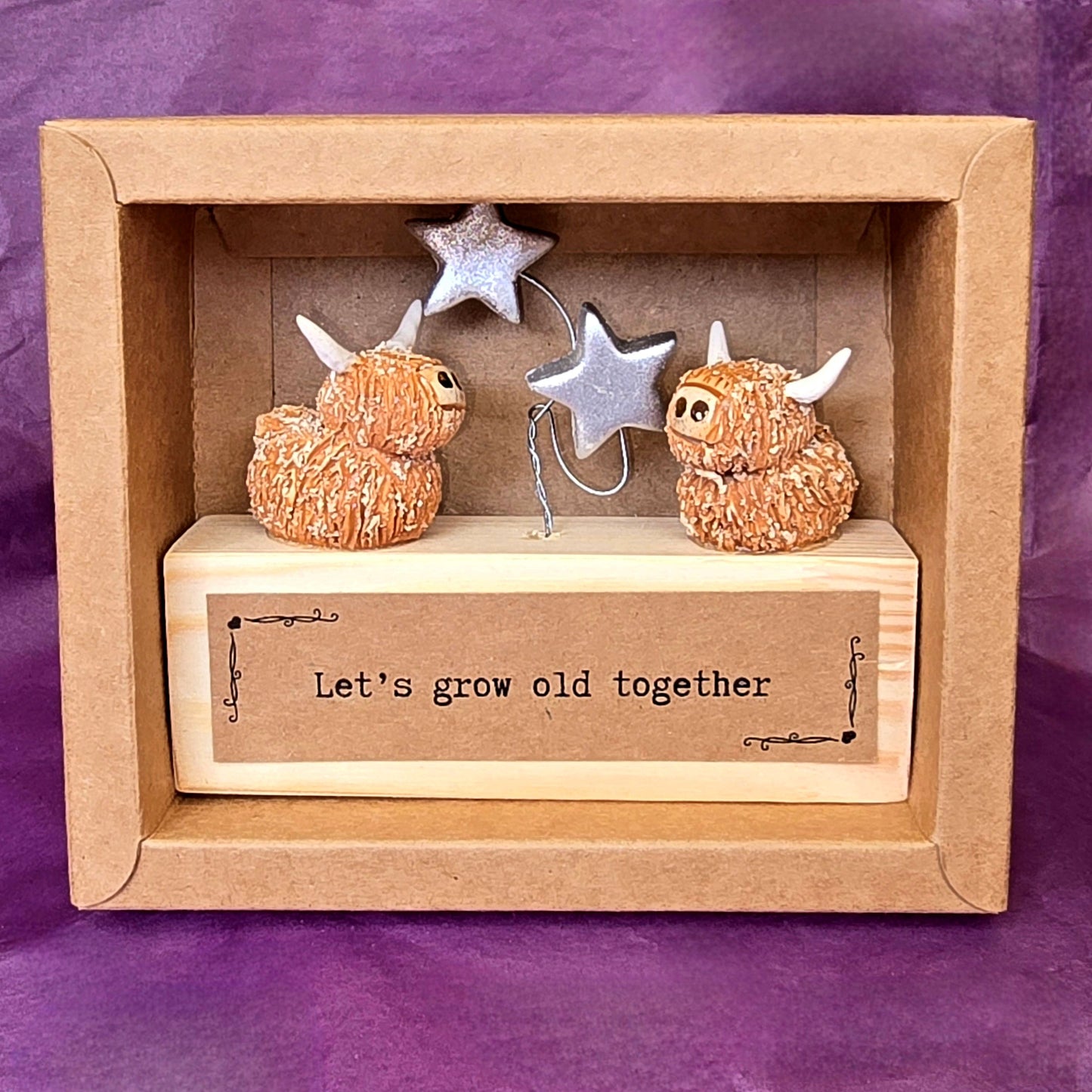 Mini Highland Cow Sculpture - Let's Grow Old Together
