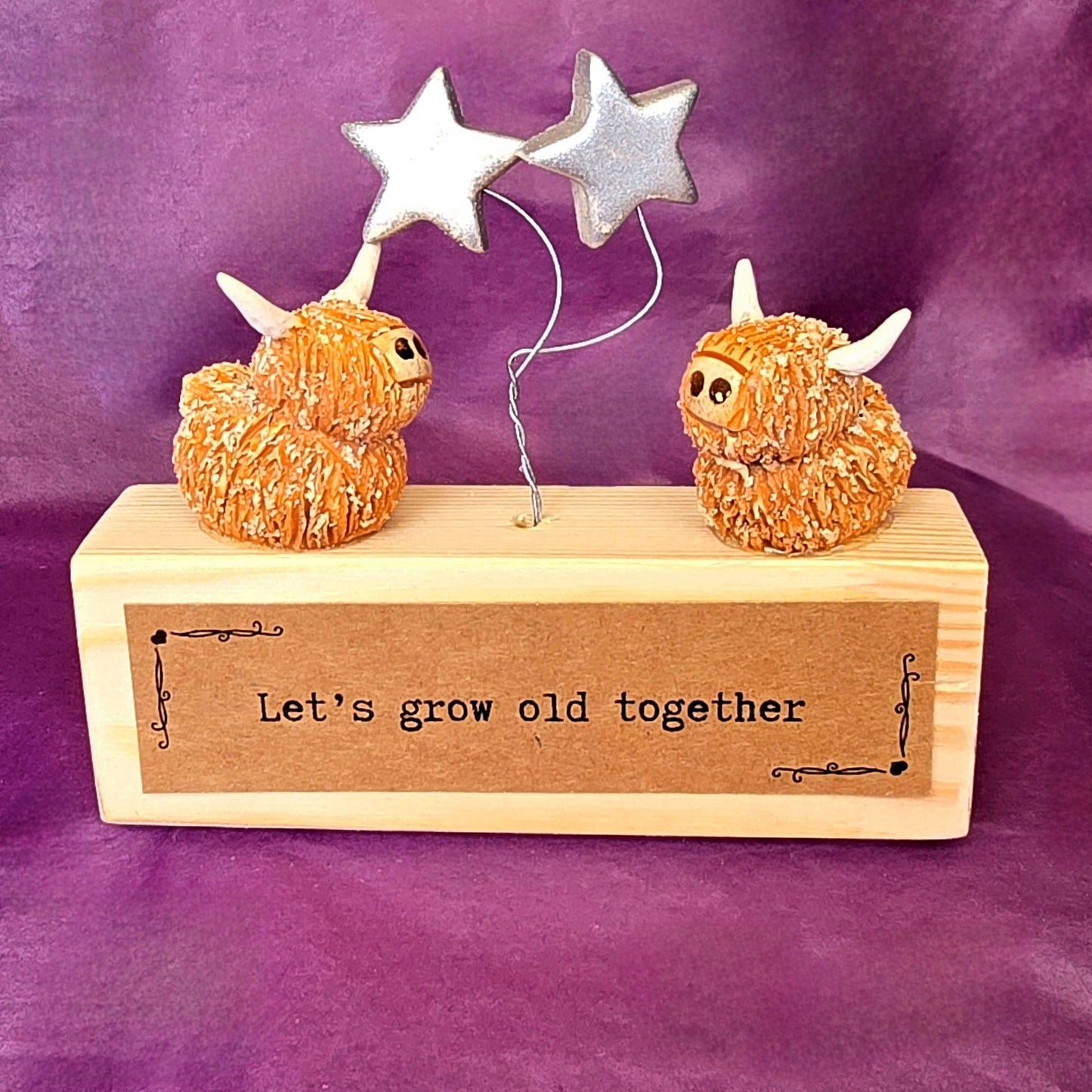 Mini Highland Cow Sculpture - Let's Grow Old Together