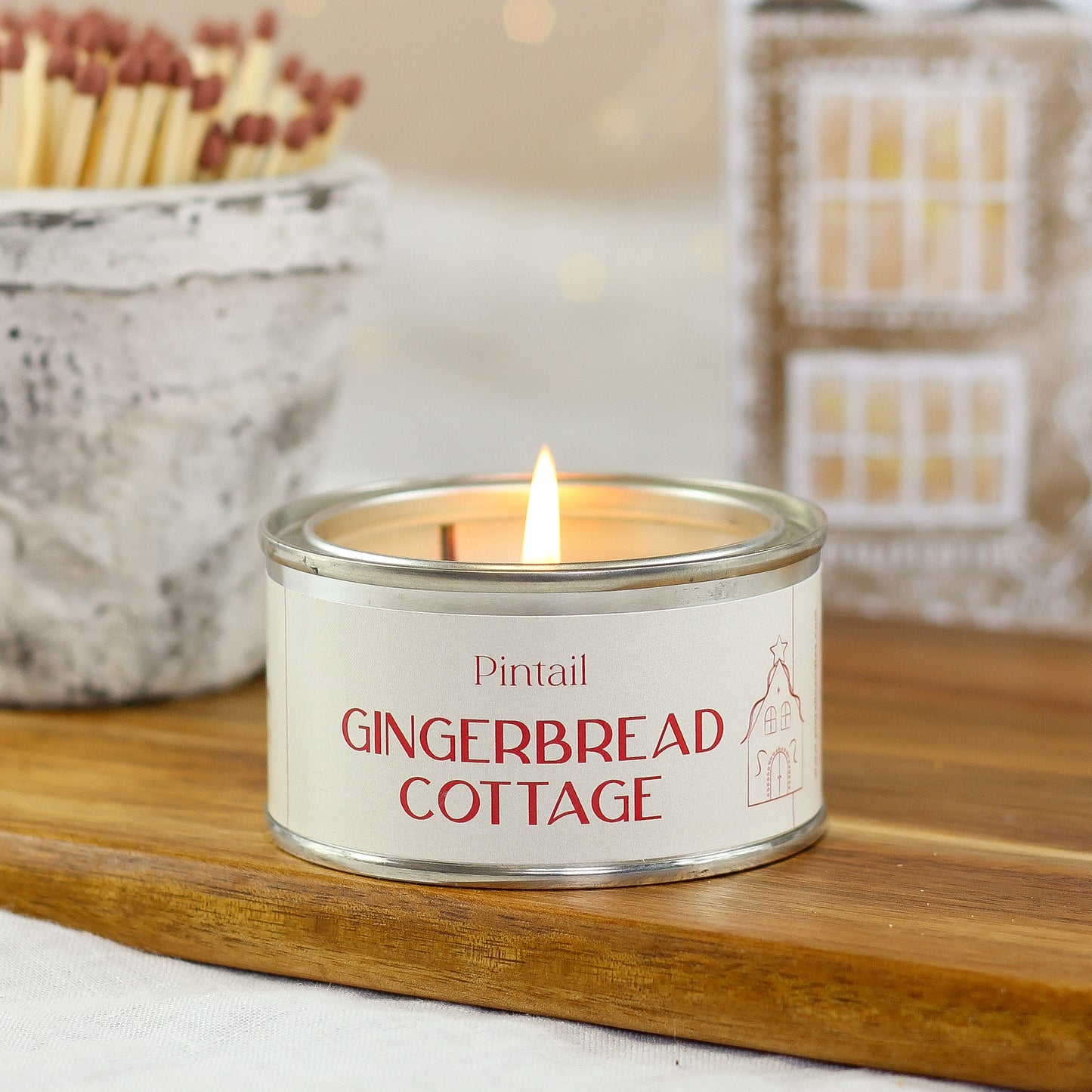 Gingerbread Cottage Paint Pot Candle Tin