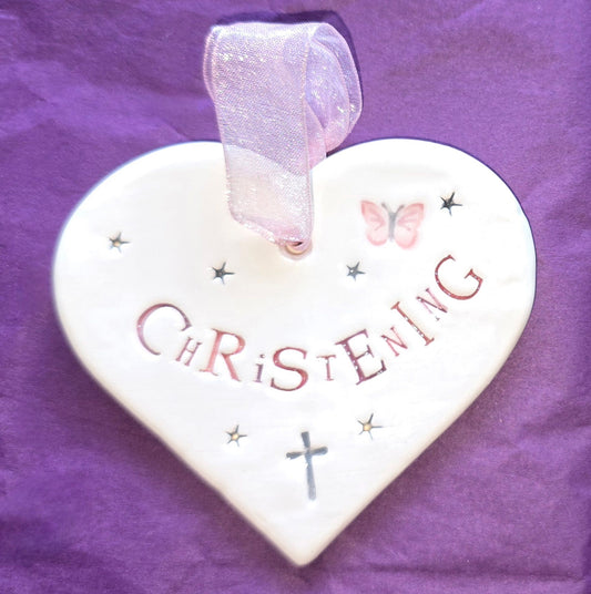 Christening (Girl) Ceramic Heart