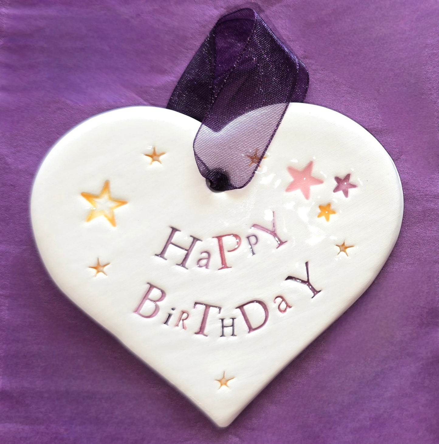 Happy Birthday Ceramic Heart