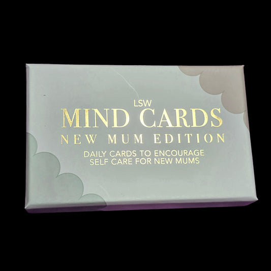 Box of LSW Mind Cards New Mum Edition on a black background