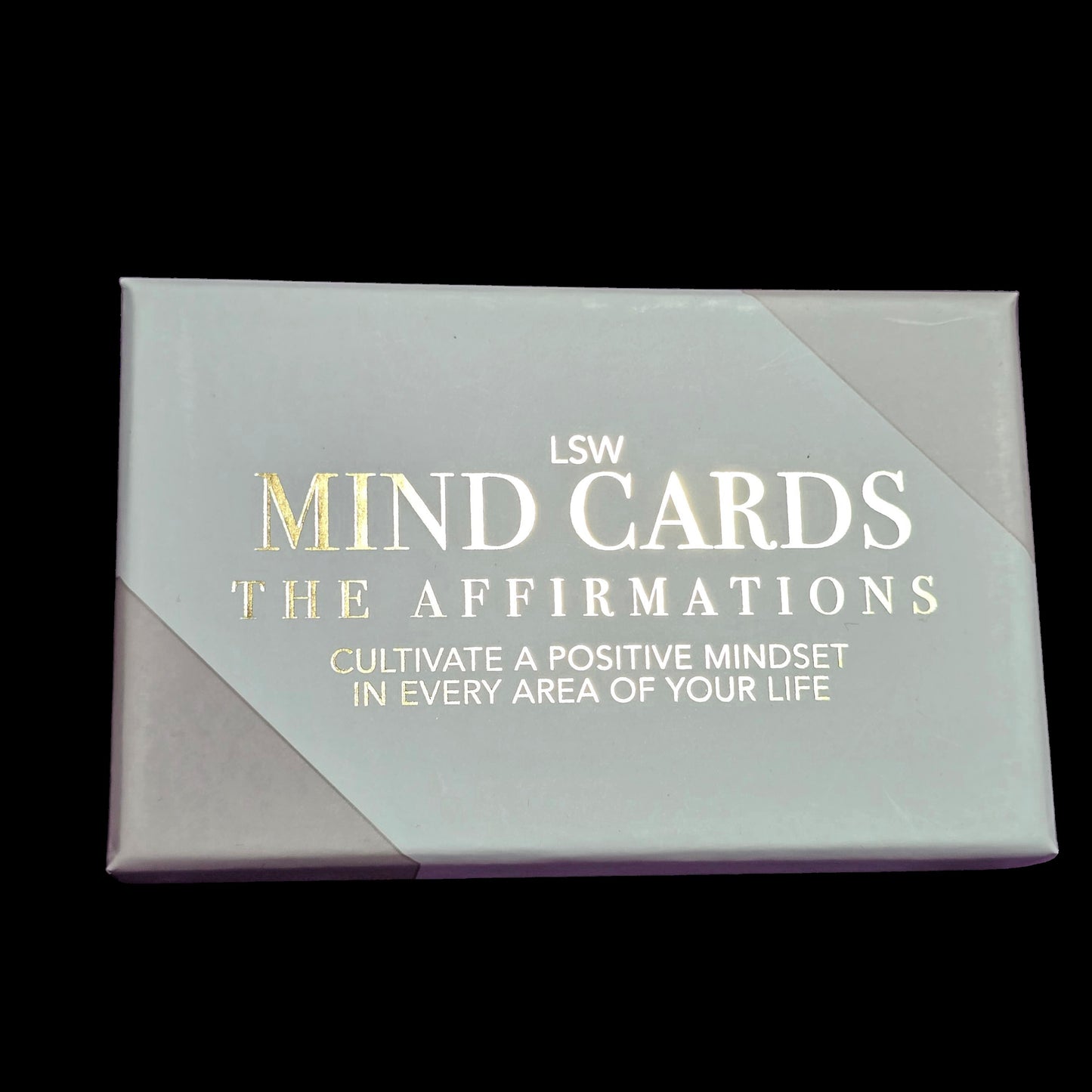 Pack of LSW Mind Cards with affirmations on a black background