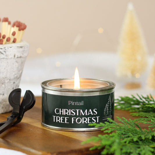 Christmas Tree Forest Paint Pot Candle Tin