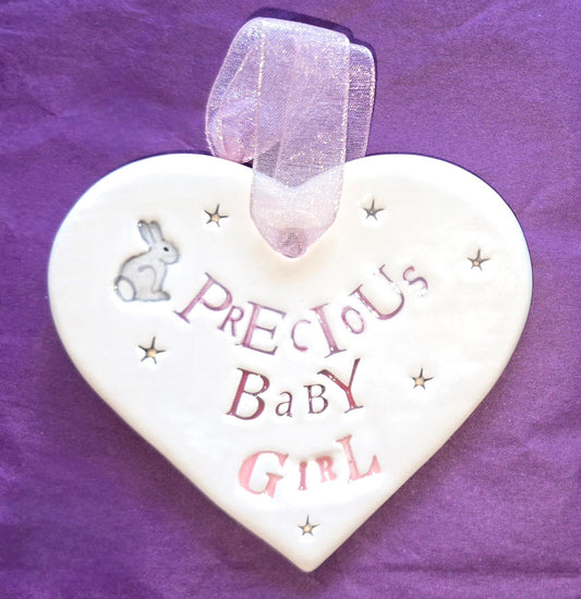 Precious Baby Girl Ceramic Heart