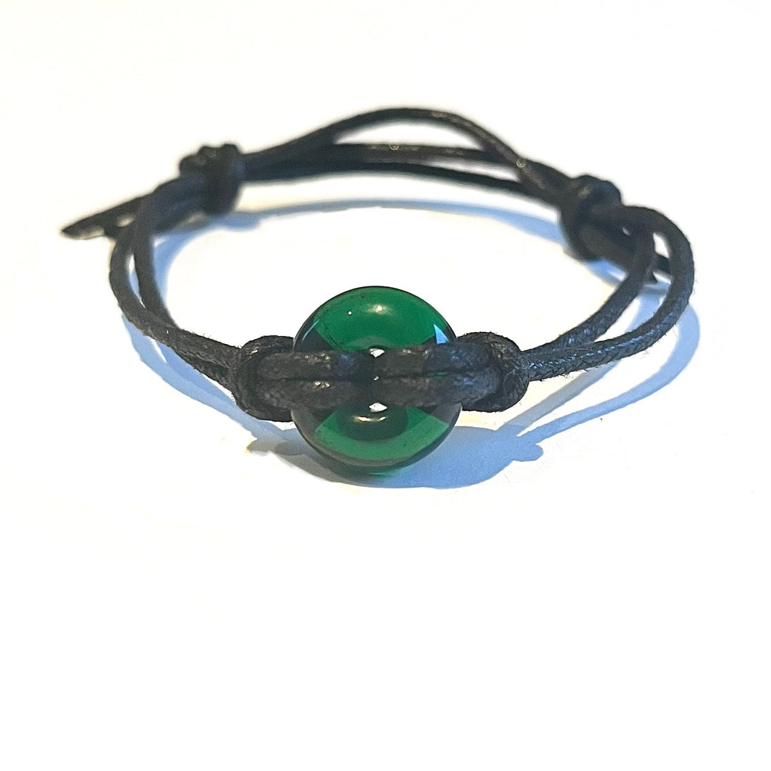Recycled Whisky Bottle Bead Bracelet - Green