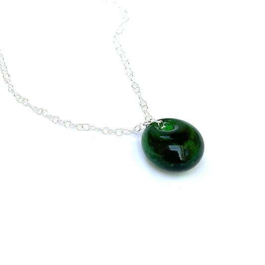 Recycled Whisky Bottle Pendant with Sterling Silver Chain - Green