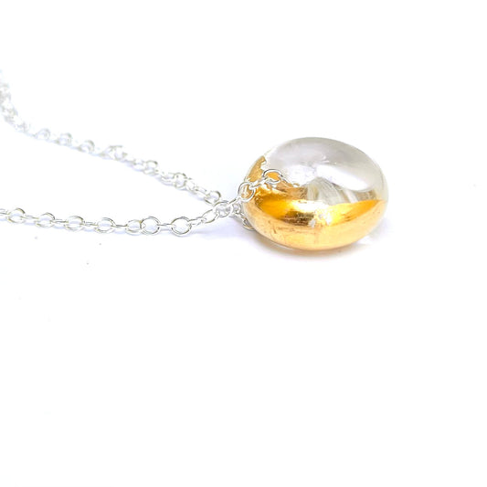 Recycled Whisky Bottle Pendant with Sterling Silver Chain - Clear and Gold