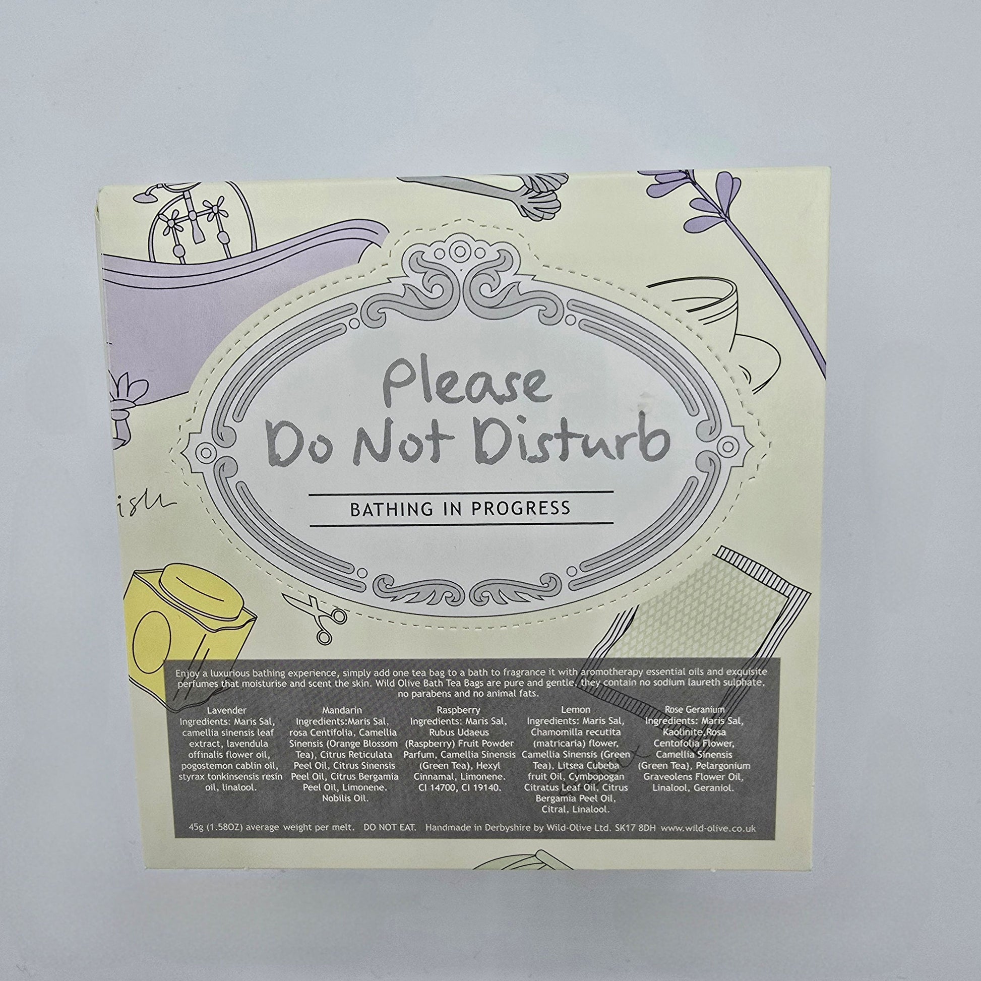 Product packaging with 'Please Do Not Disturb' text on a light background